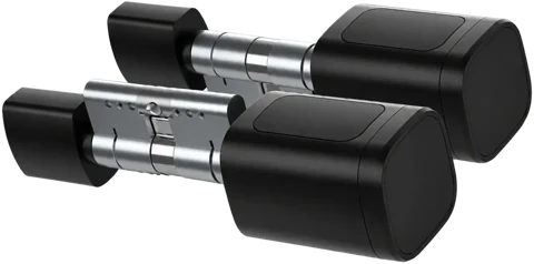 Janus Door smart cylinder with black knobs